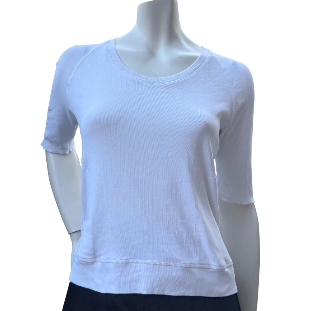 Marc Cain Sports Top Back Zip Front Pockets White Quiet Luxury Athleisure M